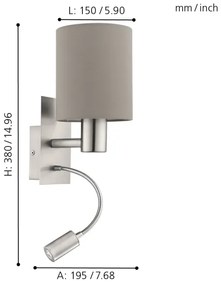 Eglo 96478 - Lampada LED flessibile PASTERI 1xE27/40W+LED/3,8W taupe