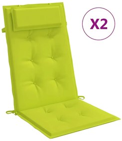 Cuscini Sedia Schienale Alto 2 pz Verde Chiaro Tessuto Oxford