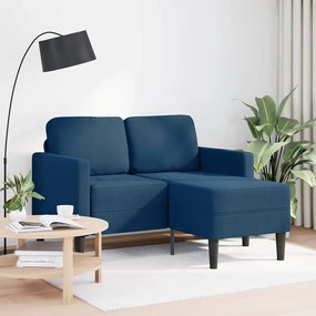 Divano 2 Posti Con Chaise Longue A L Blu 125 Cm İn Tessuto /