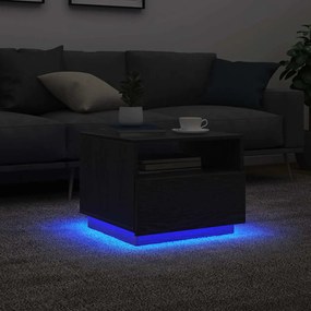 Tavolino Da Soggiorno Con Luci Led Rovere Nero 50x49x40 Cm /