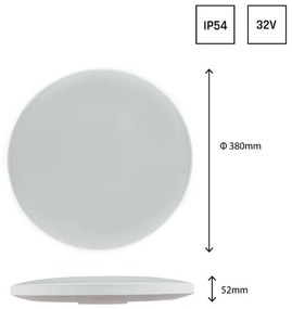 Plafoniera LED 32W - IP54 - 106lm/W - Ø380mm - Doppia Cornice Colore Bianco Naturale 4.000K