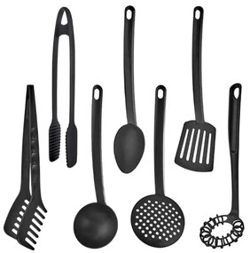 Set 7 utensili da cucina in plastica neri