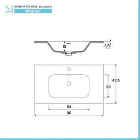 Mobile bagno a terra 80 cm stile industrial nero opaco con specchio Borg