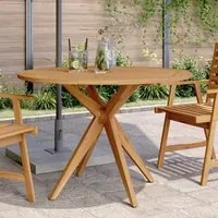 Tavolo da Giardino Rotondo 110x75cm in Legno Massello Acacia 367835