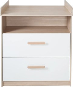 Cassettiera per bambini bianca/di colore naturale con effetto rovere con fasciatoio 88x98x75 cm Cabane – Roba