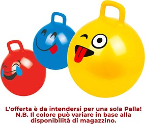 Palla Cavalcabile per Saltare con Maniglia per Bambini Ø55x65 cm con Emoticon Rosso o Giallo o Blu...