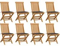 Sedie da Giardino con Cuscini Antracite 8 pz Massello di Teak 3072917