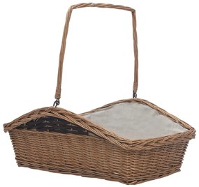 Cesta Legna Da Ardere Con Manico 61,5x46,5x58cm Marrone Salice /