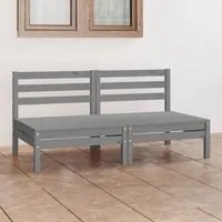 Divano da Giardino a 2 Posti Grigio in Legno Massello di Pino cod mxl 73562