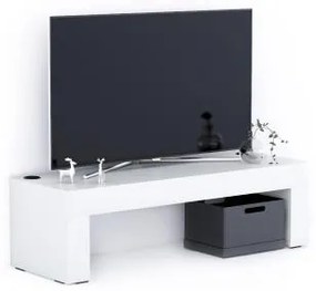 Porta Tv Evolution 120x40, Bianco Frassino, con Caricatore wireless