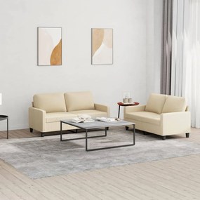 Set Di Divani 2 Pz Con Cuscini Crema İn Tessuto /