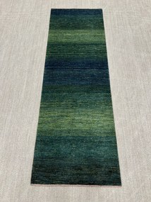 Loribaft Tappeto 100 x 260 Verde (Iran) Annodato A Mano