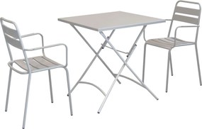 ROMANUS - set tavolo in metallo cm 70 x 70 x 72 h con 2 poltrone Romanus