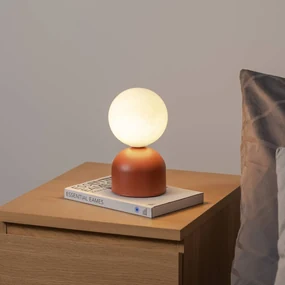TK Lighting Lampada da tavolo Miki, terracotta, altezza 21 cm, metallo/vetro, G9