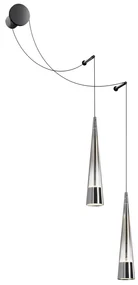 Applique Da Parete Moderno Sintesi Metallo Cromo Vetro 2 Luci Led 24W
