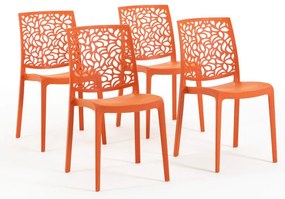 Sedia da giardino in polipropilene London Stone NEW GARDEN, 4 pezzi, seduta in polipropilene arancione