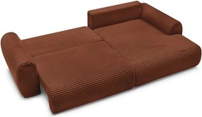 Divano angolare color mattone allungabile (con penisola a destra) con rivestimento in velluto a coste Lucien – Bobochic Paris