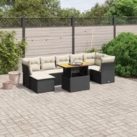 Set Divani da Giardino con Cuscini 8 pz Nero in Polyrattan 3270944