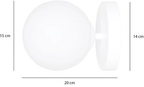 Applique A 1 Luce Shiva In Acciaio Bianco E Sfera In Vetro Bianco
