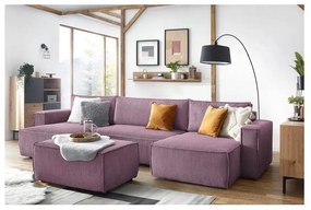 Sgabello in velluto a coste rosa Nihad - Bobochic Paris