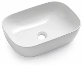 Lavabo da appoggio rettangolare 46x33 cm in ceramica bianco