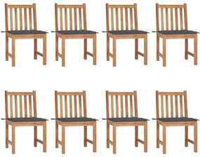 Sedie da giardino con cuscini 8 pz in legno massello di teak