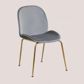 Confezione da 2 sedie in velluto Pary Grigio Chiaro & Dorato - Sklum
