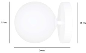 Applique A 1 Luce Hallador In Acciaio Bianco E Sfera In Vetro Opalino