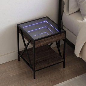 Comodino Con Led Infinity Rovere Marrone 40x40x49 Cm /