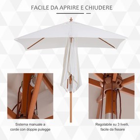 Ombrellone da Giardino 2x1,5 m Palo Ø38 mm in Legno Beige...