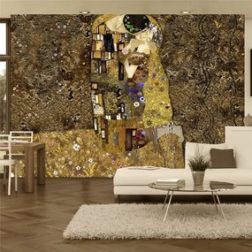 Fotomurale  Klimt inspiration  Golden Kiss  Colore Marrone, Dimensioni e Misure 150x105