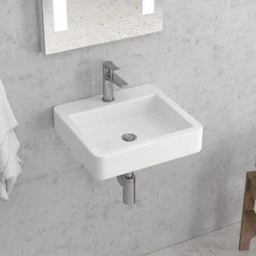 Kamalu - Lavandino bagno design piccolo 45cm in ceramica bianca |Litos-540