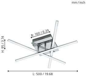 Plafoniera Moderna Lasana 1 Acciaio Cromo 3 Luci Led Integrato 3,5W