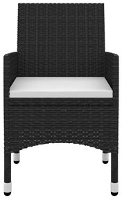 Set da pranzo per giardino 5 pz con cuscini polyrattan e vetro