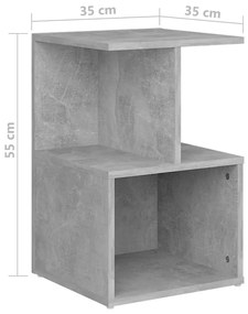 Comodini 2pz Grigio Cemento 35x35x55 cm in Legno Multistrato