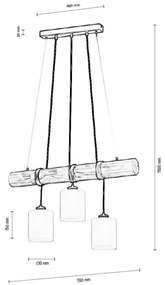 Spot-Light 68869351 - Lampadario a sospensione TRENO su cavo 3xE27/25W/230V in pino