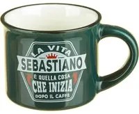 Tazzina caffè con nome Sebastiano in gres porcellanato