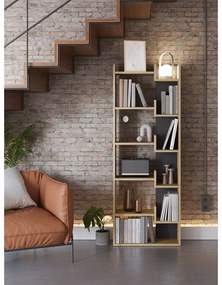 Libreria in rovere decorato in nero e naturale 60,5x162 cm Klapo - Marckeric