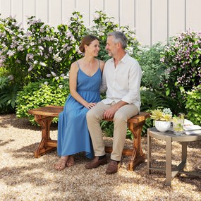 Panca da Giardino 2 Posti 114x40x46 cm Senza Schienale in Stile Rustico in Legno di Abete...