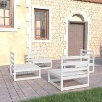 Set Divani da Giardino 4 pz Bianco in Legno Massello di Pino cod mxl 44117