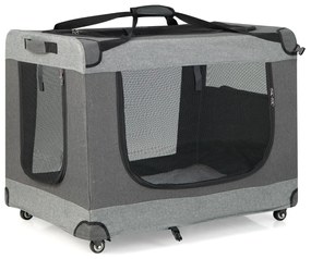 Costway Recinto pieghevole per gatti con tracolla cuscino rimovibile borsa di stoccaggio ruote, Box da viaggio portatile