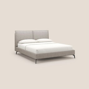 Cloe letto imbottito con piedi in metallo sfoderabile in tessuto fiammato impermeabile T06 tortora