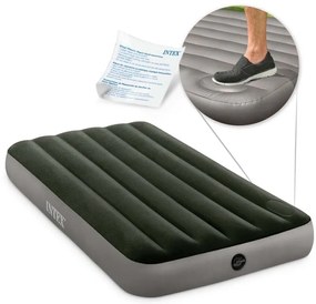 Materasso singolo gonfiabile Intex dura beam downy' colore verde scuro con pompa a pedale, 99x191x25 cm - cod. 64761