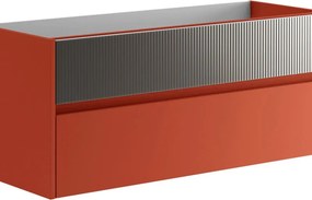Mobile da bagno sospeso sotto lavabo Niwa 2 cassetti ideale per doppia vasca L119.5 x H50 x P45.5cm paprika e grigio carbone cannettato