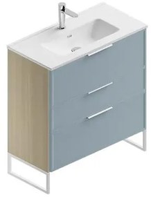 Mobile sottolavabo e lavabo Quadra per vasca centrale natura/cielo in mdf L 80 x H 93 x P 39 cm 3 cassetti