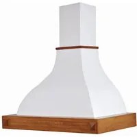 Cappa cucina rustica bianca DIAMANTE con cornice in legno intarsio colore noce evita cm 90