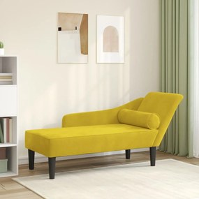 Chaise Longue Con Cuscini Giallo İn Velluto /