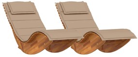 Lettino da sole set di 2 tortora legno massello di acacia