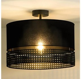 Duolla - Lampadario a plafone DOUBLE RATTAN 1xE27/15W/230V diametro 40 cm nero