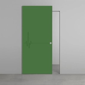 Porta scorrevole Heartbeat in legno verde, L 101 x H 230 cm, con binario Invisibile Destra